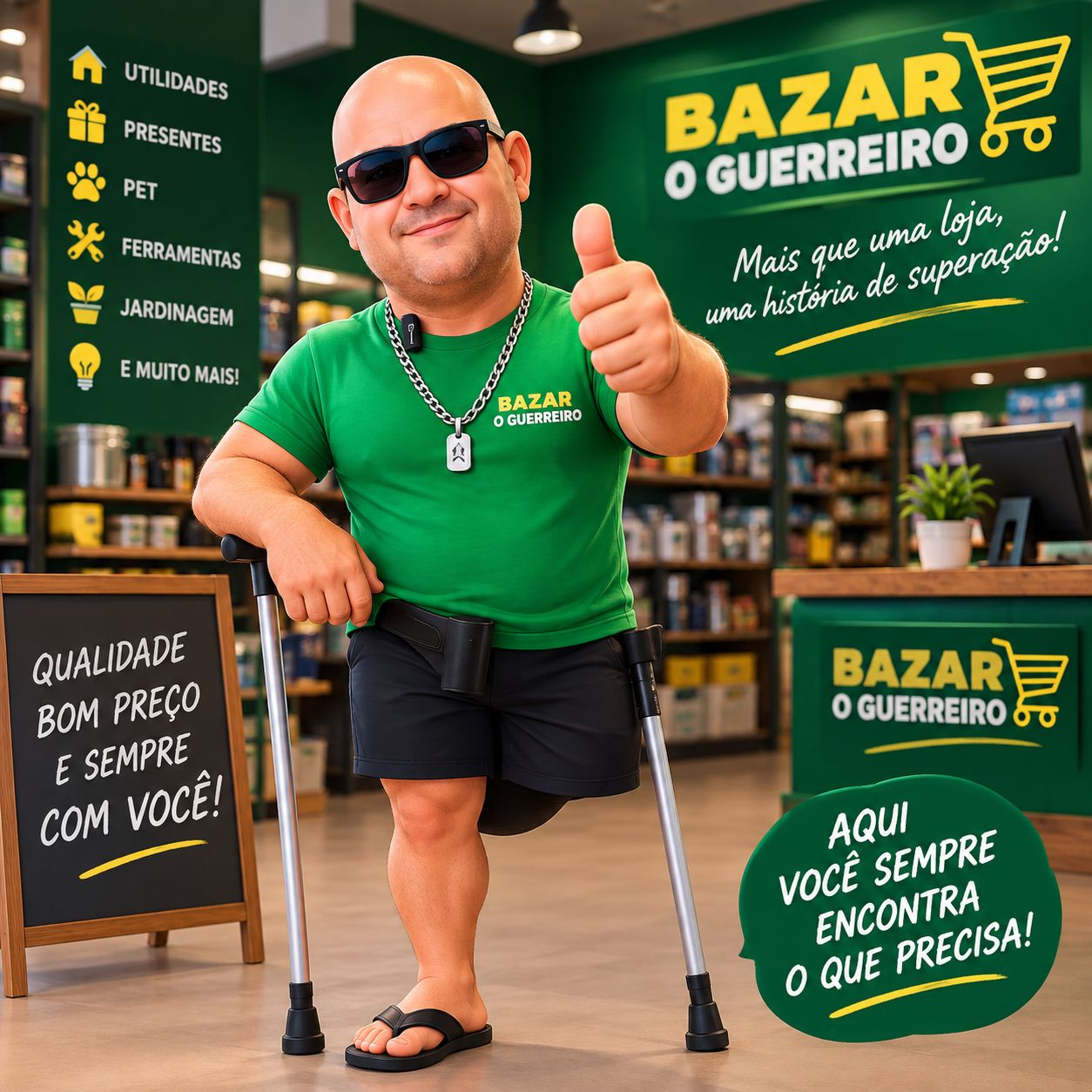 Arte de Jorginho, o Guerreiro, na loja Bazar o Guerreiro